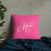Maeve Fancy M Modern Calligraphy Pink Background Off White Text Custom Premium Pillow